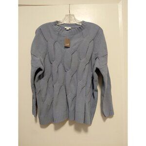 J. Jill Chenille Sweater Chunky Cable Knit Periwinkle Blue Petite Small NWT